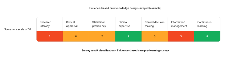 Example staff competency assessment results on evidence-based practice