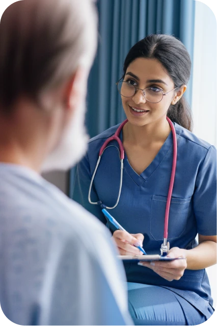 Nurse caring for patient