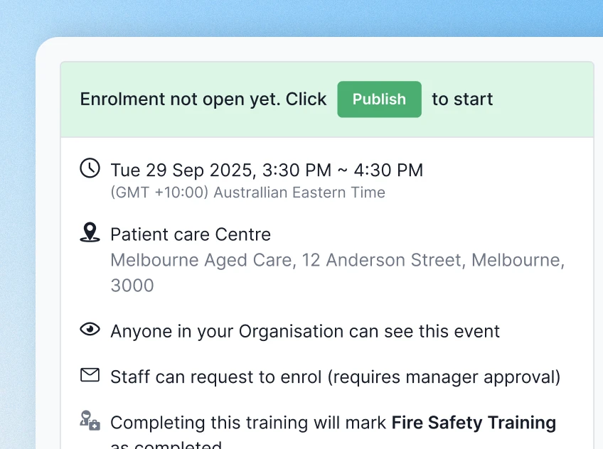 Session enrolment with manager approval and a waitlist