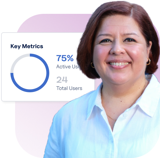 woman with key policy metrics